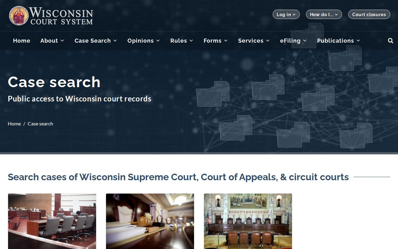 Vernon County case search routes on Wisconsin court site